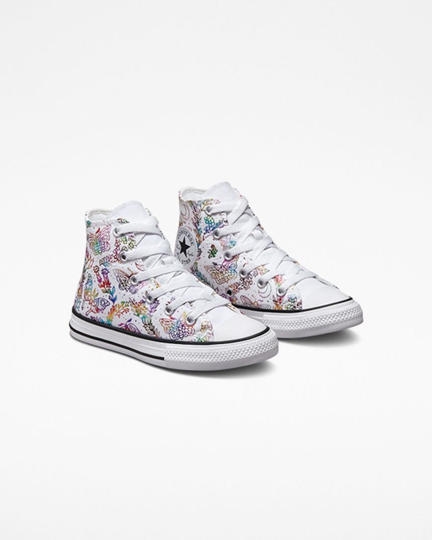 Girls' Converse Chuck Taylor All Star Butterfly Shine High Top Shoes White / Pink / Purple / Blue | AU 3945CA